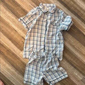 Petite Plume-Classic Blue and White Plaid Pajama Set